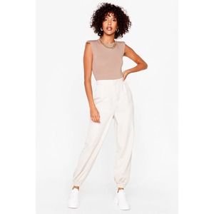 NWT Nasty Gal Tailored High Waisted‎ Joggers Stone Size 4 Cream Beige Hi Rise